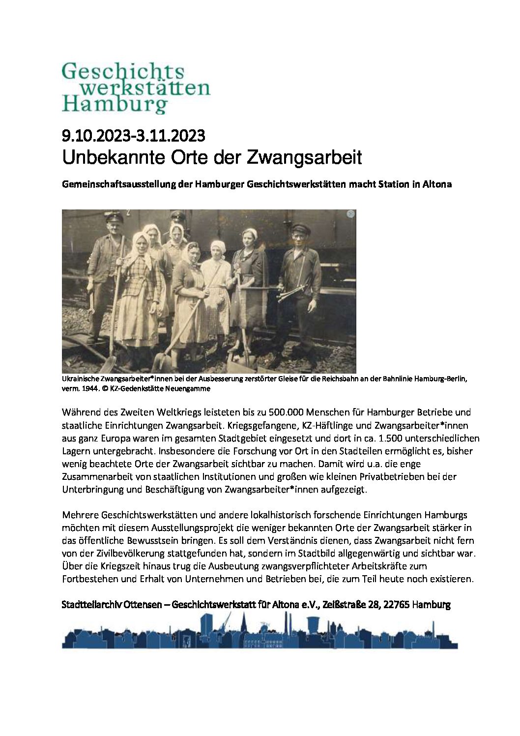 Ausstellung in Altona: Orte der Zwangsarbeit in Hamburg